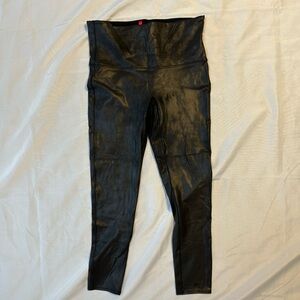 SPANX Leather-look Black Leggings - SZ XL